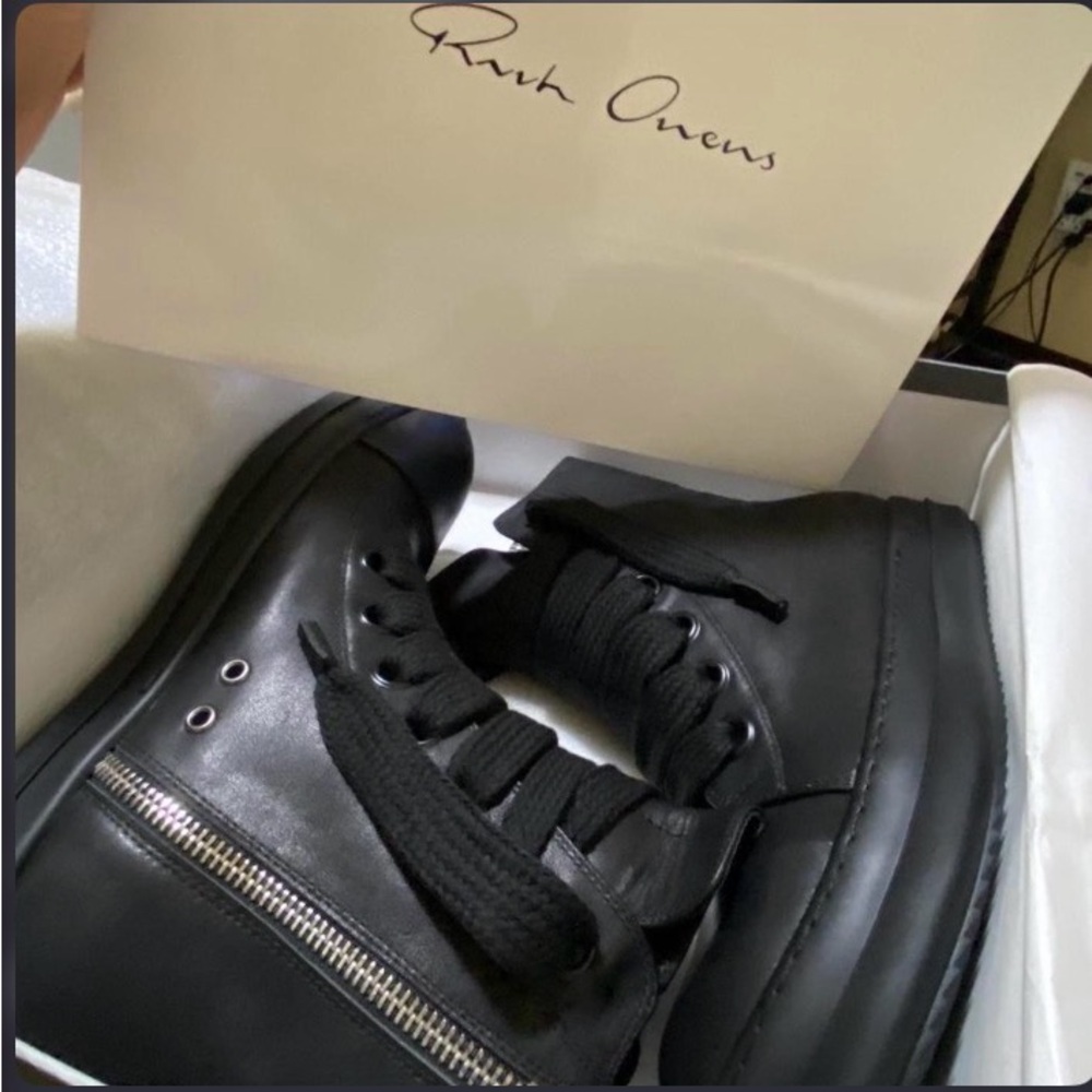 Rick Owens Black High-Top Sneakers
